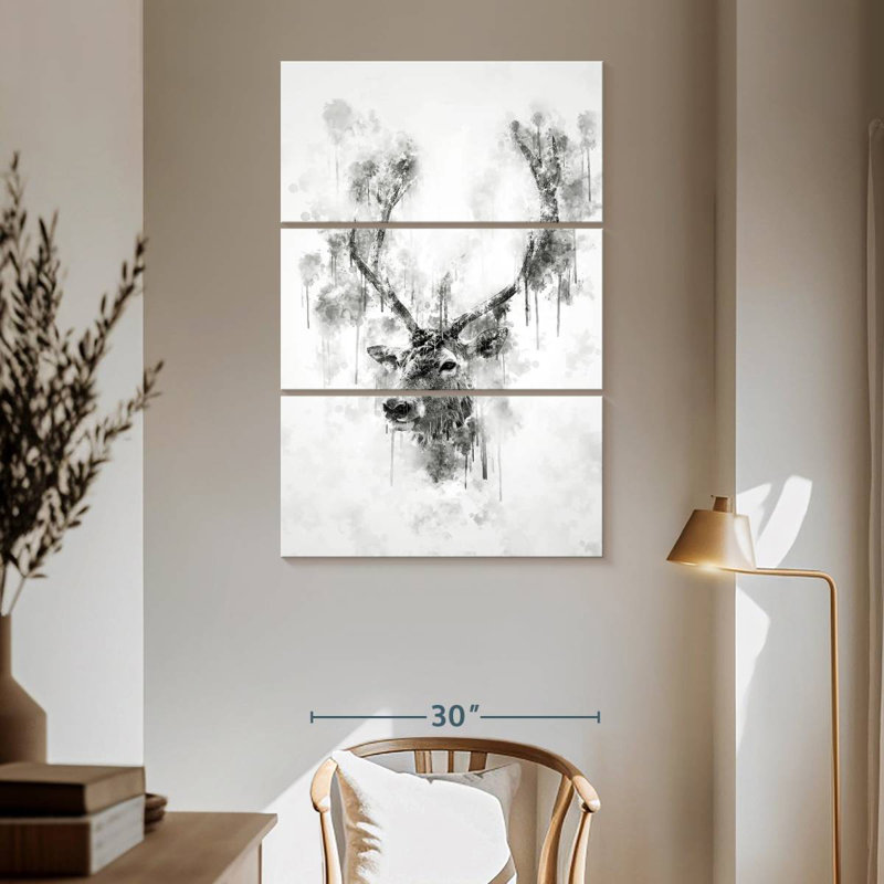 Brampt Elk Head Black And White, 65" H x 42" W