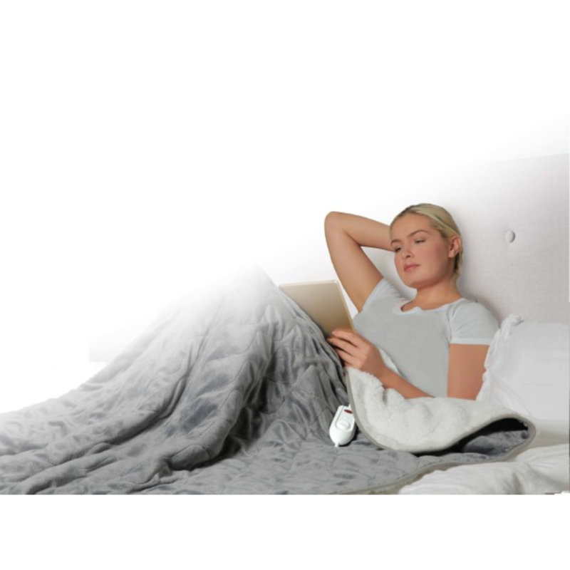 Couverture chauffante en flanelle, gris