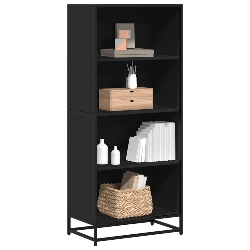 Borough Wharf Bookcase Engineered Wood, 139cm H x 60cm W x 35cm D, Black