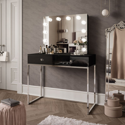 Begie Dressing Table with Mirror and Storage Included