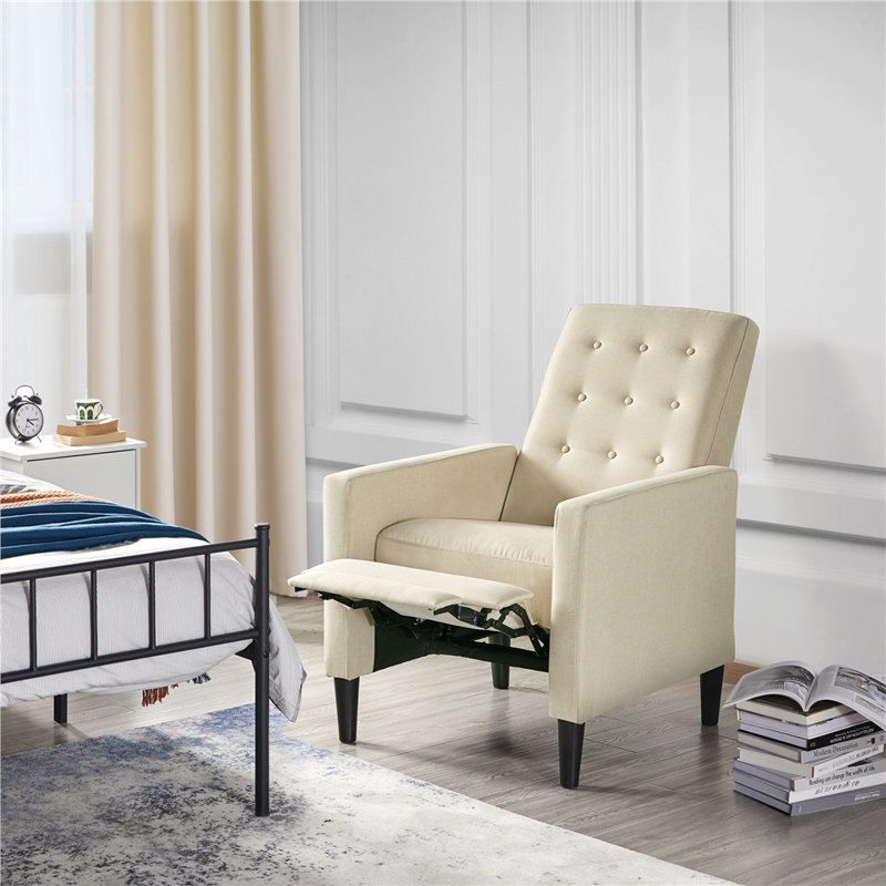 Single Reclining Chair With Adjustable Back & Footrest, Beige