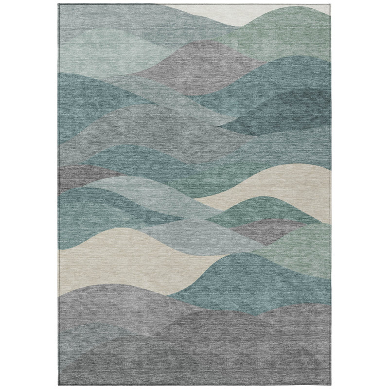 Machine Washable Indoor/Outdoor Jozwiak ACN2378 Coastal Rug, Rectangle 8' x 10'