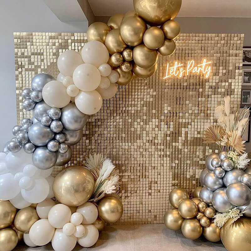 36-Piece Shimmer Sequin Wall Panel Backdrop for Party, Birthday, Wedding,  and Bridal Shower Decorations Gold Champagne