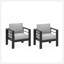 Ensemble de meubles de patio en métal 4 pièces toutes saisons, canapé de conversation 4 places avec coussins gris clair épais et structure noire et table basse-1993443217-1993443219