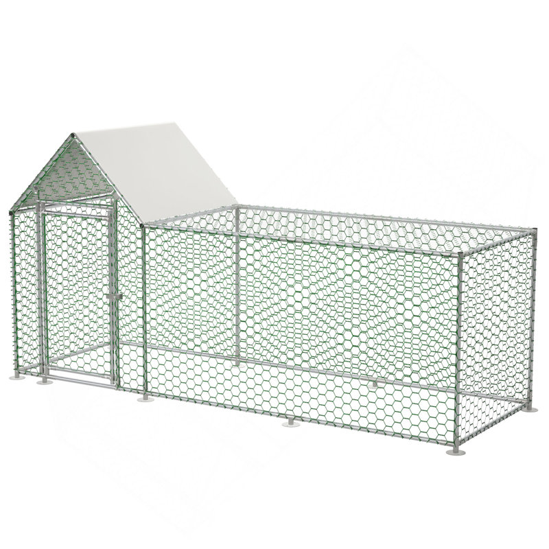 Cage à poulailler avec poulailler 10 x 3 pi, H 59,6 po x l 42,2 po x P 119,1 po