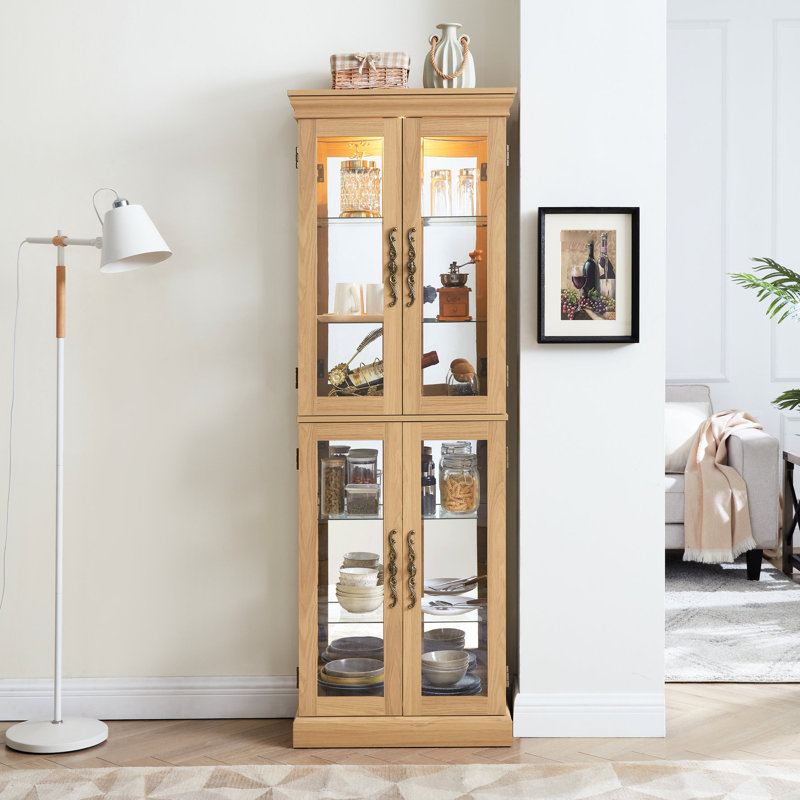 Exquisite Lighted Cabinet For Office - Oak Storage With Elegant Style
