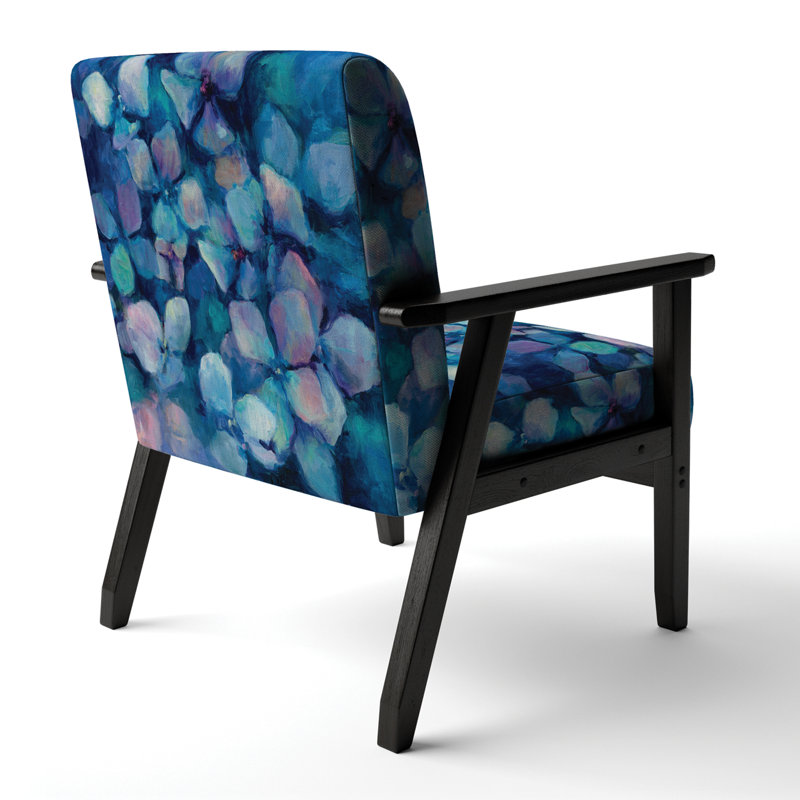 Hemleta - Pétales de fleurs bleues abstraites - Fauteuil d'appoint rembourré en velours