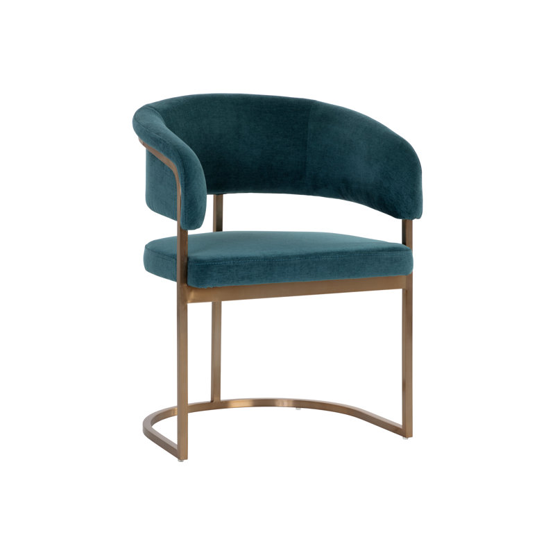 Marris Upholstered Arm Chair, Blue, Gold