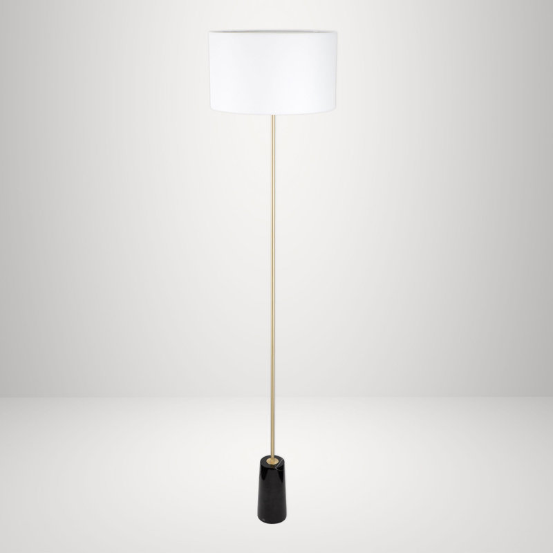 Norrington 154cm White Marble/Copper Traditional Floor Lamp, Black Marble/Satin Brass