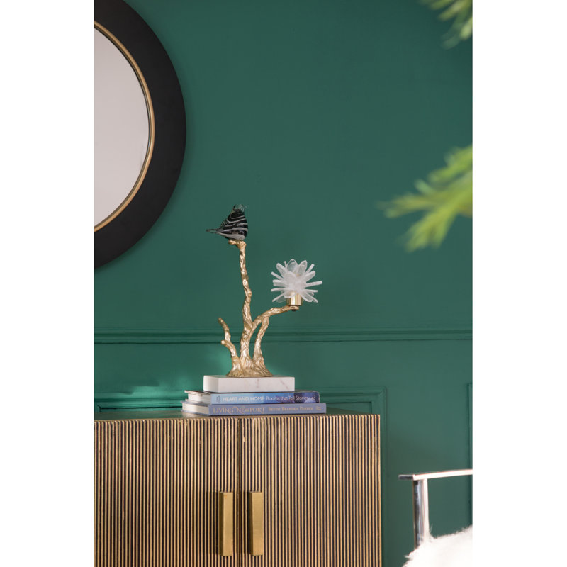 Porte-bougie en aluminium avec support en marbre, 8 x 5 x 15 po, Or