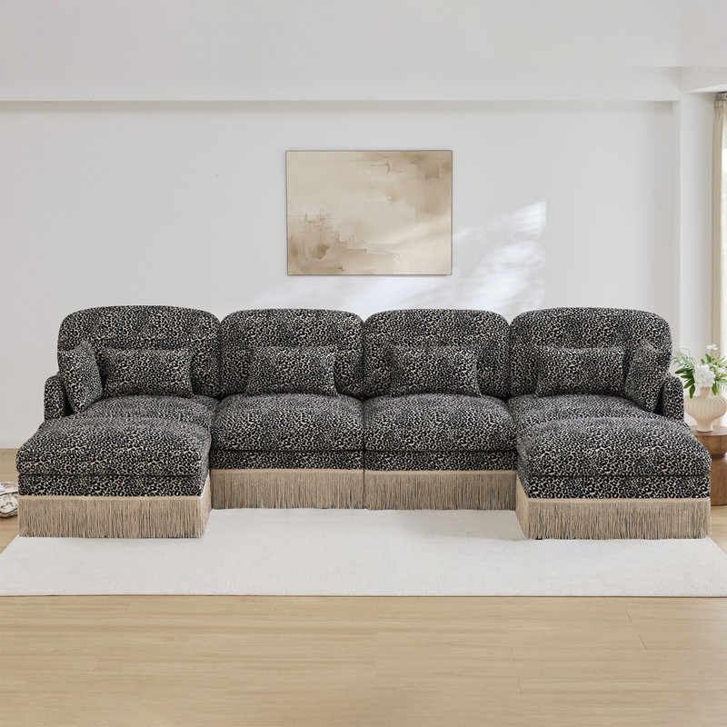Canapé modulaire à 2 places avec 2 repose-pieds Boneless, H 34,6 po x l 131,5 po x P 55,5 po, Kaki