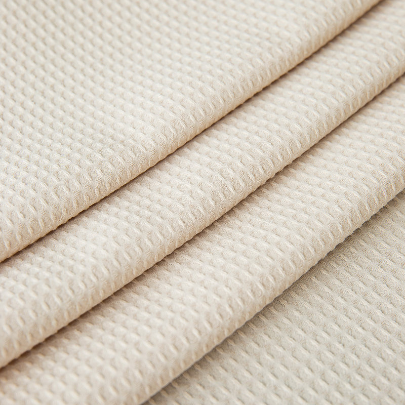 Waffle Weave Textured Rectangle/Oblong Tablecloth With Cotton Retro Ruffle Trim Solid For Farmhouse Decor, Beige