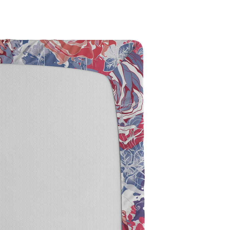 Drap-housse Ambesonne, Corail foncé, lavande, bleu / floral, Drap-housse très grand californien