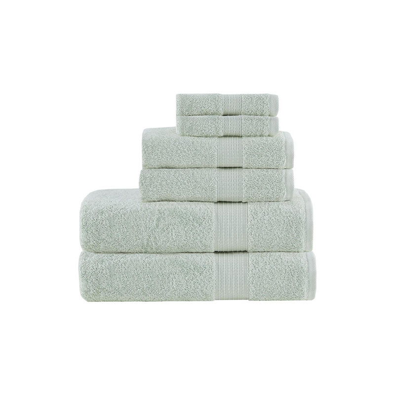Antibacterial and anti-mite 100% cotton household towels (set of 6), Seafoam