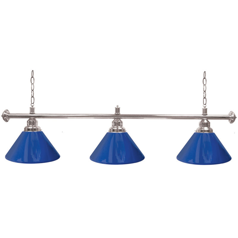 Luminaire suspendu linéaire à 3 lumières Premium, Bleu, argent