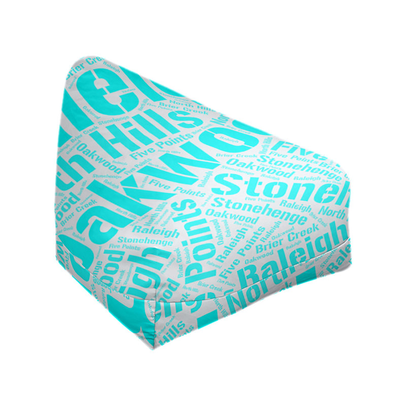 Classic Bean Bag, 30" H x 27" W x 25" D, Raleigh, Cyan Polyester Blend