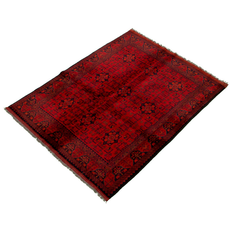 Tapis en laine rouge/noir 5 pi 2 po x 6 pi 5 po main one-of-kind-noué la 2010 Esari Turkman