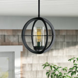 Reinert 12"W Globe UV Resistant Black Transparent Glass Outdoor Pendant