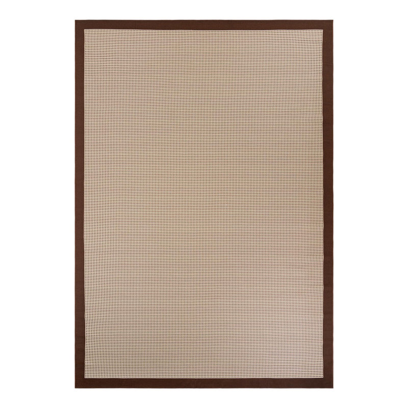Tapis brun / beige en polypropylène tissé à la machine à motif géométrique Gourlie, Rectangle 6 pi 1 po x 9 pi
