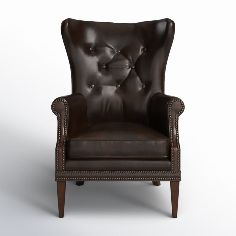 Maya Wingback Chair, Memento Event Dark Brown Genuine Leather