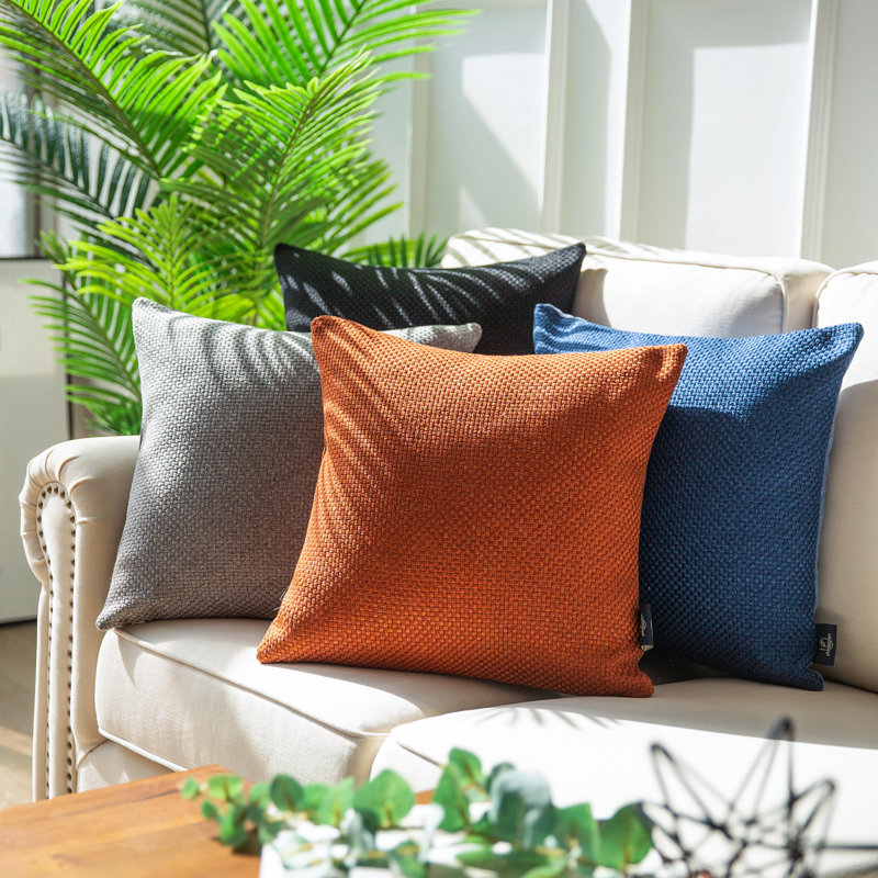 Brown Woven Textured Decorative Throw Pillow Set, 12" x 20"