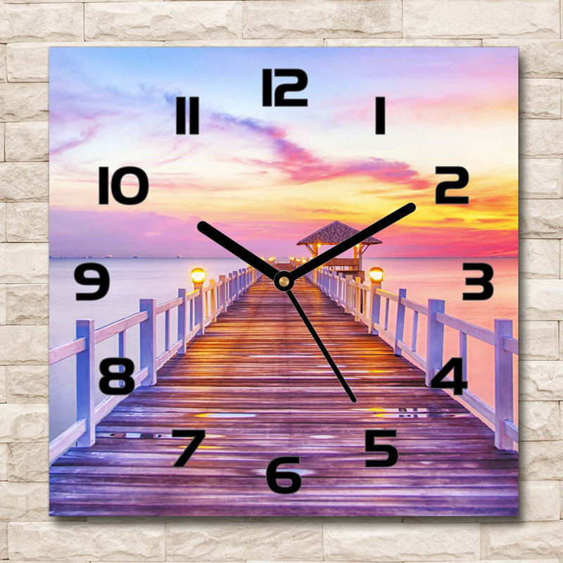 Inacio Glass Wall Clock, Black/Purple