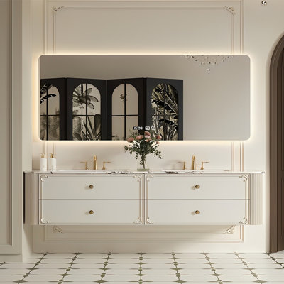 Armoire de salle de bain à double cuve de style rétro