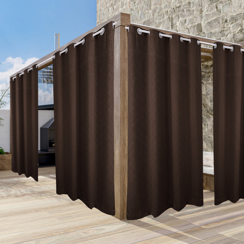 Rideau de terrasse extérieur imperméable Lakyshia, Marron foncé, L 52 po x L 108 po