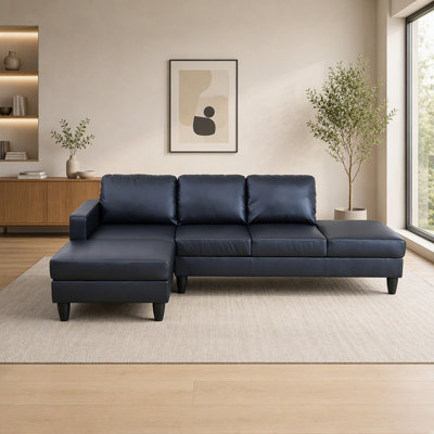 Canapé d'angle en L avec pouf et support à ressorts noués à la main