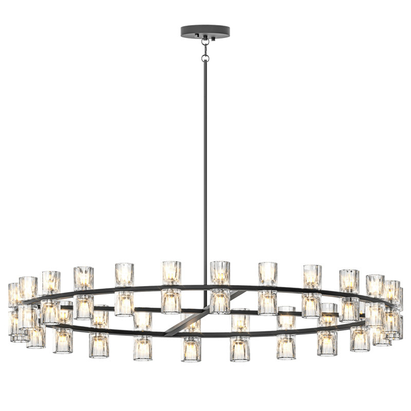 48 pouces de luxe en cristal, design noir pour le salon et la salle à manger, éclairage à DEL, câblé, 48 W 3, écoénergétique, uniforme, blanc chaud 2700 K, plafonnier,