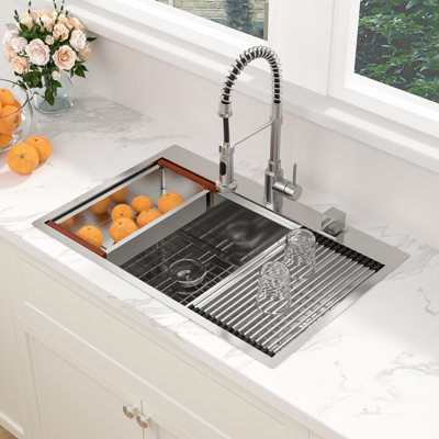 36"" L x 22"" W Drop-In Double Bowl Stainless Steel Workstation Kitchen Sink -  Sarlai, S-TS3622-64