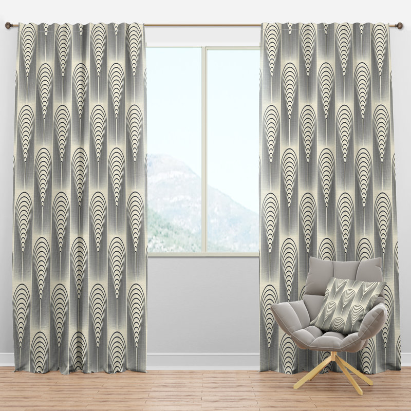 Panneau de rideau simple semi-diaphane avec passe-tringle Mid-Century, l 52 po x L 120 po