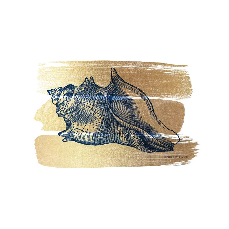 Brushed Gold Seashell by Bluebird Barn - Wrapped Canvas Painting, 20.32 cm H x 30.48 cm W