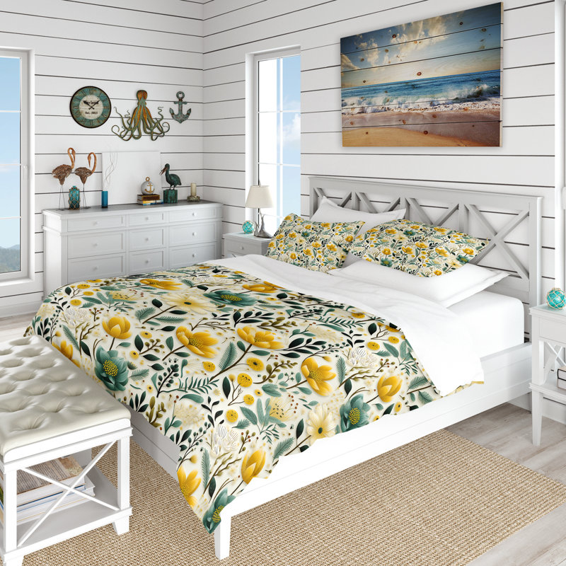 Ensemble de housse de couette Boho Botanicals Boho Greens, Housse de couette pour très grand lit et 2 très