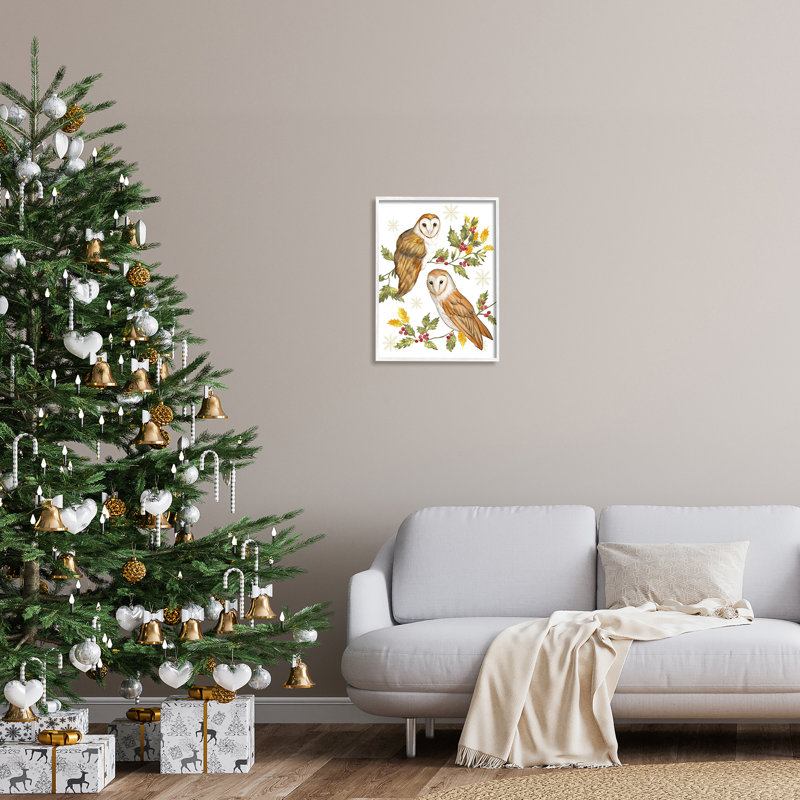 Peacely Barn Owl, H 20 po x l 16 po x P 1,5 po, Giclée encadrée blanc bord de mer