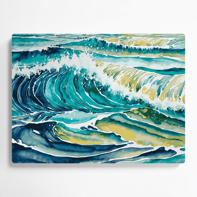 Coastal Tropical Waters Beige Metal Wall Art, 11" H x 14" W
