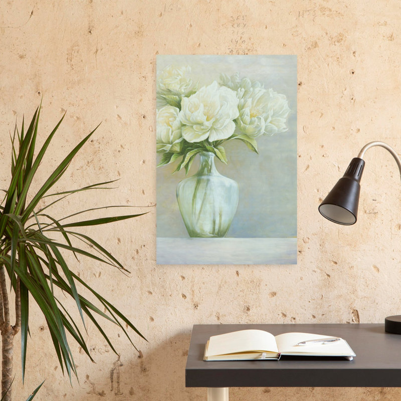Art floral floral laiteux contemporain, H 24 po x l 16 po