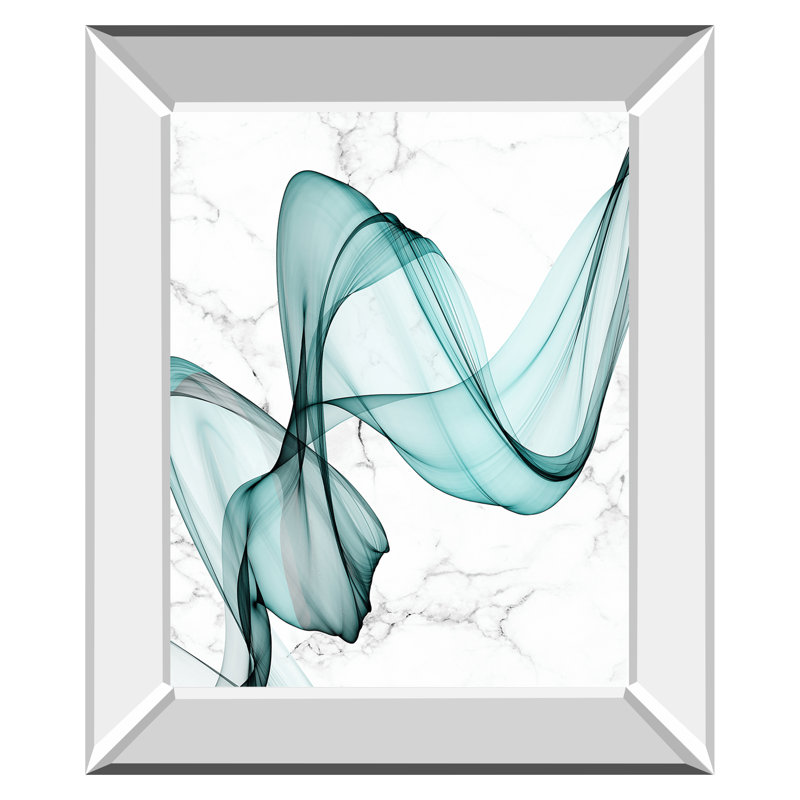Art mural turquoise tourbillon - 22 po x 26 po - Cadre en miroir