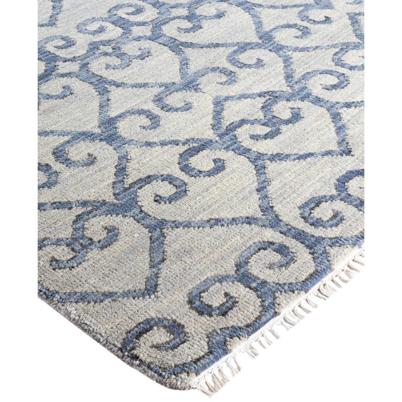 Tapis unique noué à la main Mickel - beige, 9 pi 2 po x 12 pi 3 po