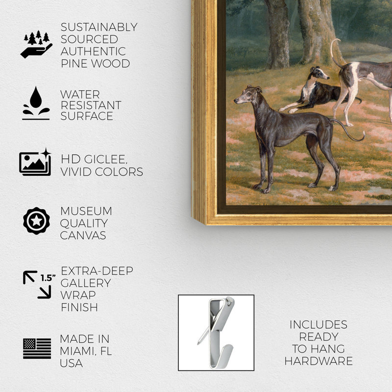 Reproduction d'art, "Chiens et chiots" par Oliver Gal, Cadre doré