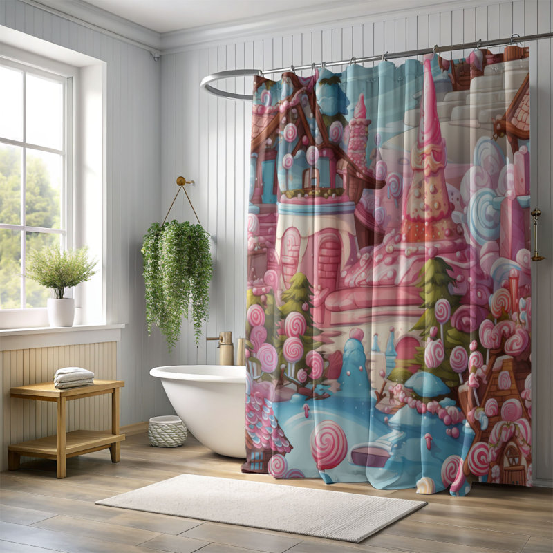 Rideau de douche Gingerbread Wonderland - Premium, H 74 po x l 71 po