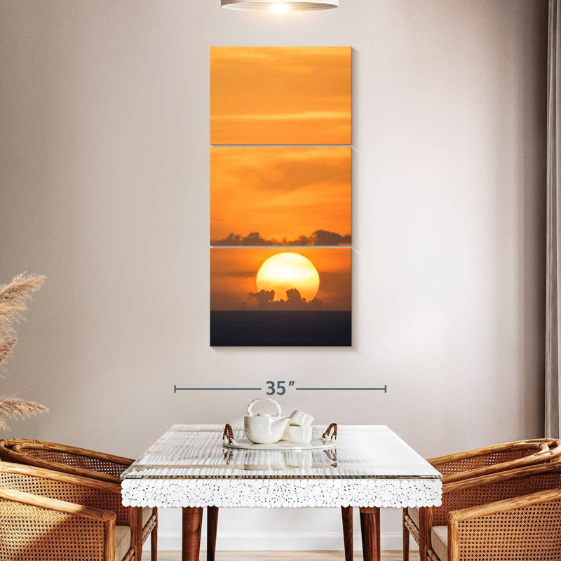 Coucher de soleil brillant des Antilles, H 52 po x l 24 po