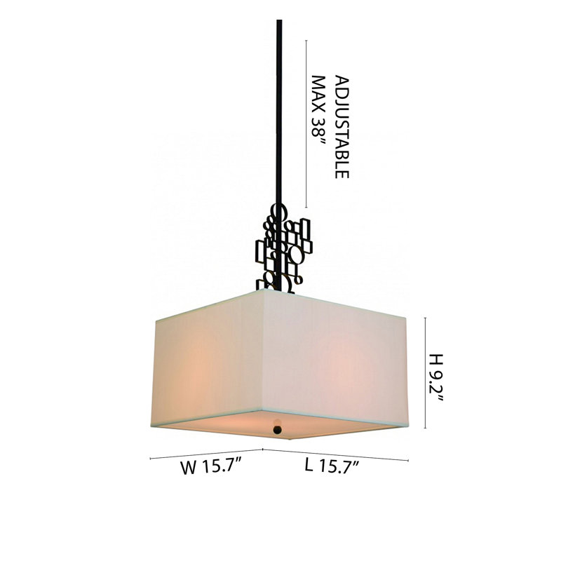 3-Light Dark Bronze Pendant With A White Fabric Shade