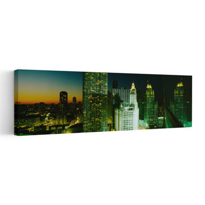 Nuit, Chicago, ville abstraite, architecture contemporaine, art mural