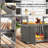 Outdoor Bar Cart, HDPE Outdoor Kitchen Cabinet Bar Table w/ Wheels,wood