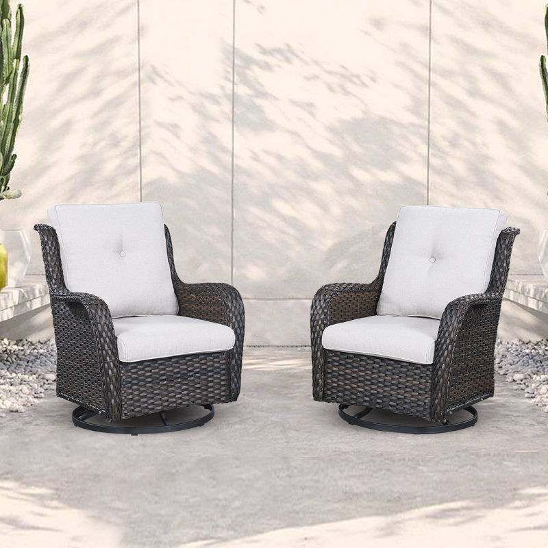 Chaise de patio avec coussins Tonry, gris, gris