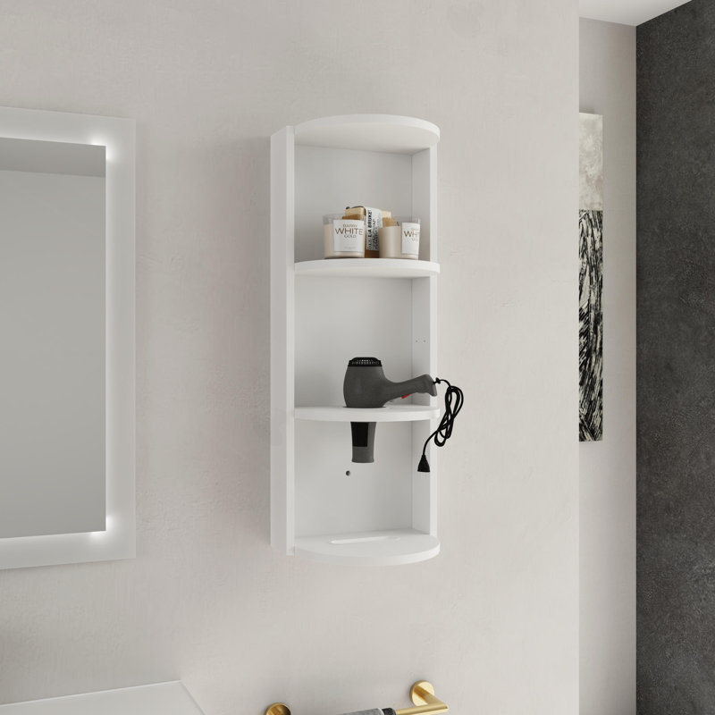 Space-Saving Bathroom Wall-Mounted Storage Rack with Versatile Design, Glossy White