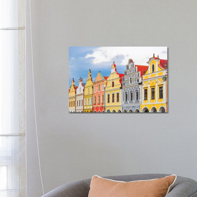 Europe, Czech Republic, Telc. Colourful Houses On Main Square. by Jaynes Gallery - Wrapped Canvas Gallery-Wrapped Canvas Giclée