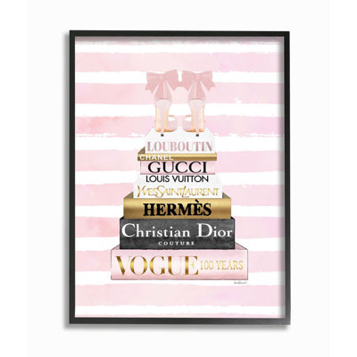 " Glam Fashion Heals With Bookstack And Pink Stripes " by Amanda Greenwood
