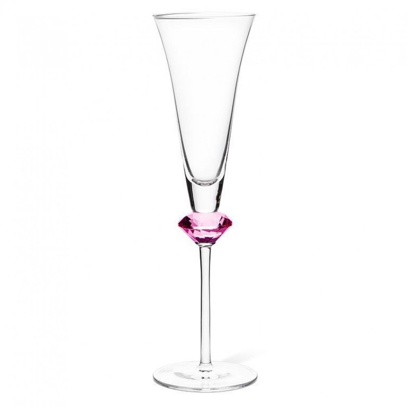 Pink Crystal In Stem Flute Glass